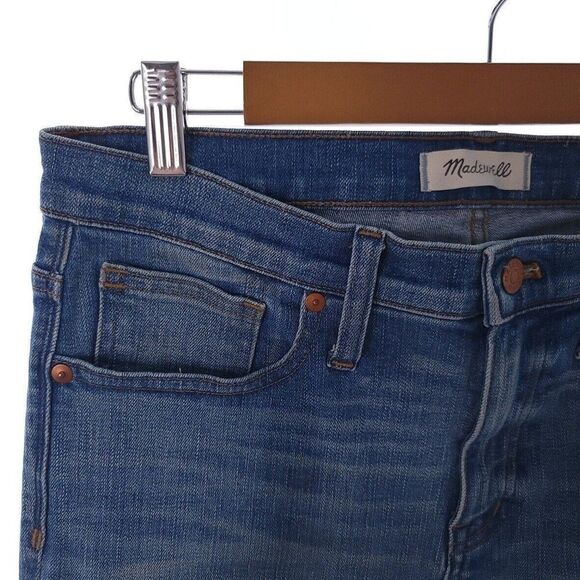 Madewell 9" High Rise Skinny Blue Distressed Raw Hem Jeans Size 29 - Picture 7 of 15